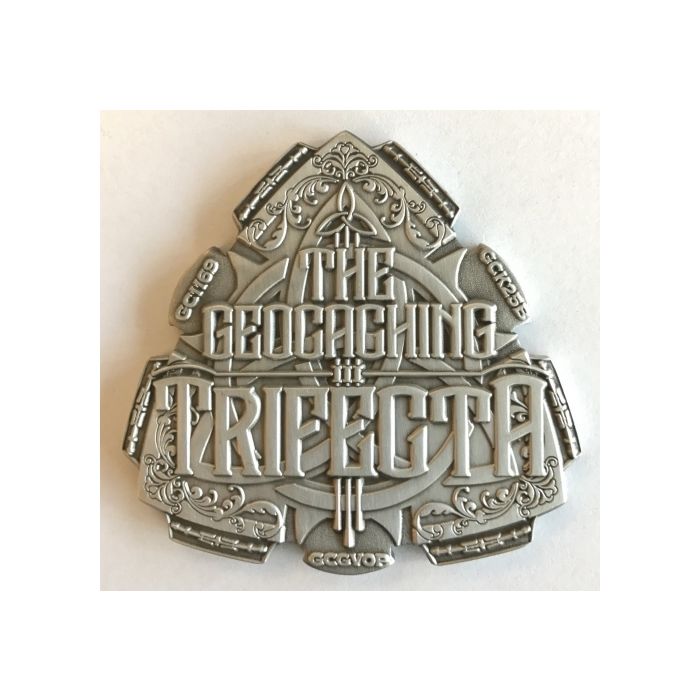 Trifecta Geocoin- Antique Silver