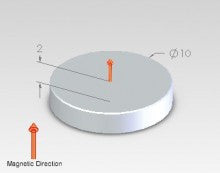 Neodymium Rare Earth Magnet disc - 10mm x 2mm