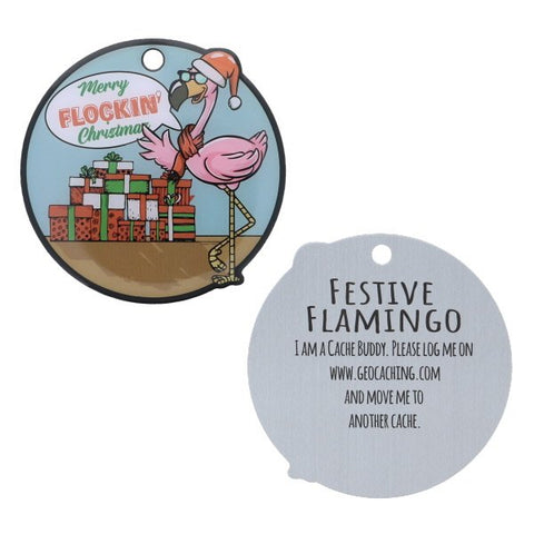 Festive Flamingo Trackable Tag