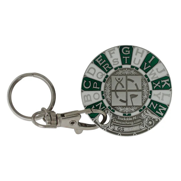 Rot13 Decoder Key Chain Geocoin- Antique Silver