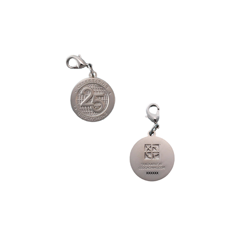 25 Years of Geocaching Nano Geocoin/Charm with Clasp