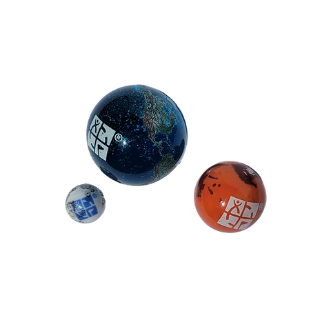 Earth, Moon, and Mars Marble Set