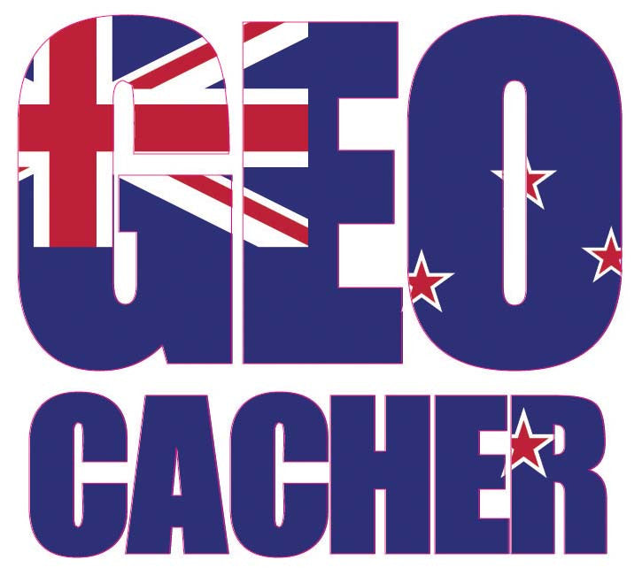 Sticker GEO Cacher - New Zealand Flag Vehicle Decal - Large
