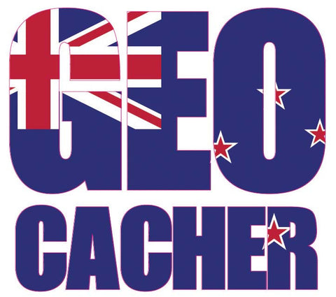 Sticker GEO Cacher - New Zealand Flag Vehicle Decal - Medium
