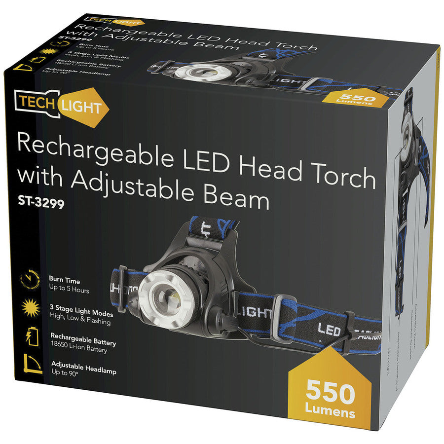 LED Headlamp 550 Lumen rechargable