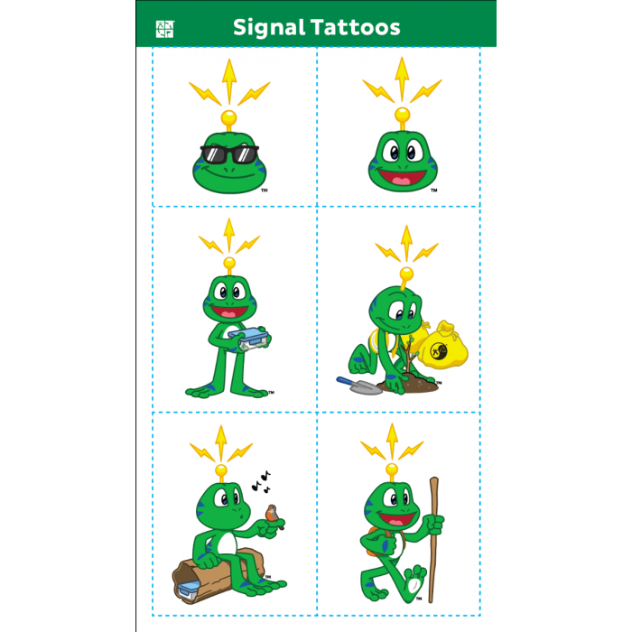 Signal the Frog®️ Temporary Tattoo Sheet: Set of 6 tattoos