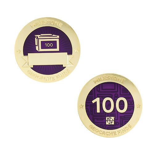 Milestone Geocoin and Tag Set - 100 Finds