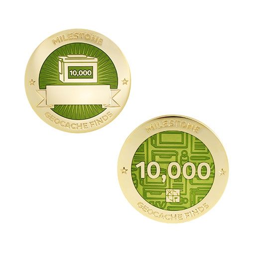 Milestone Geocoin and Tag Set - 10000 Finds