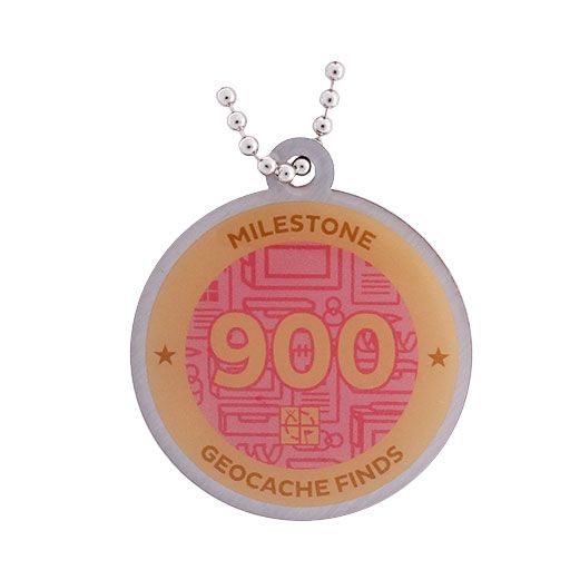 Milestone Geocoin and Tag Set - 900 Finds