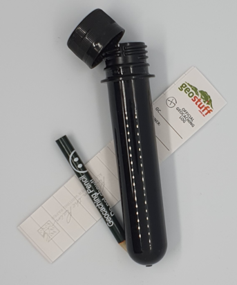 Preform Tube Brown with FTF Pop Top - Ready to go cache container - with pencil and logstrip