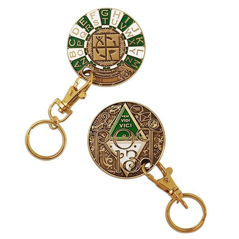 Rot13 Decoder Key Chain Geocoin- Gold